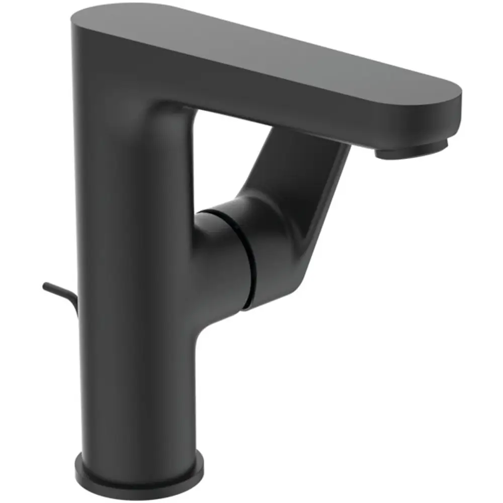 Waschtischarmatur in Silk Black von Ideal Standard, mit einem schlanken Design und einem seitlichen Hebel zur Steuerung des Wasserflusses. Ideal für moderne Badezimmer.